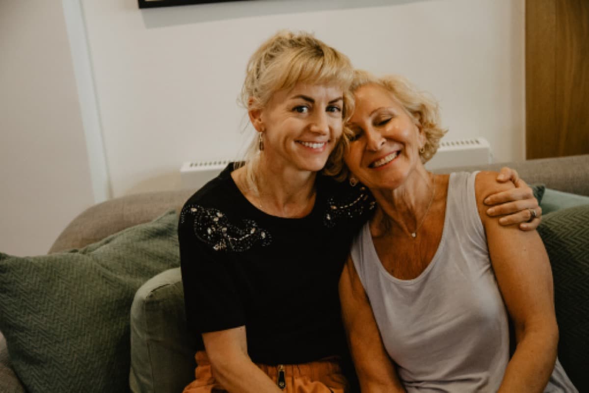 Suzanne with a long-term client at the studio