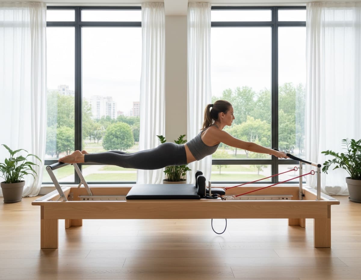 Client working on the Reformer machine