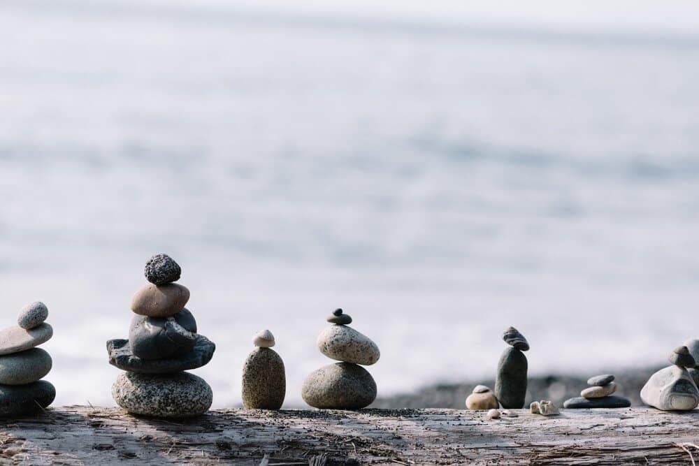 balancing rocks at the sea