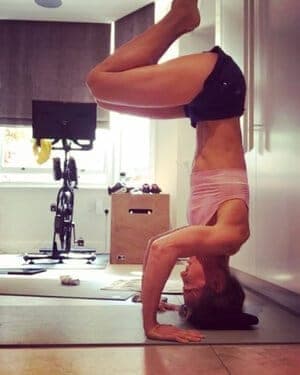 suzanne doing a headstand