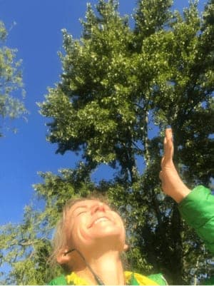 suzanne running on a sunny day